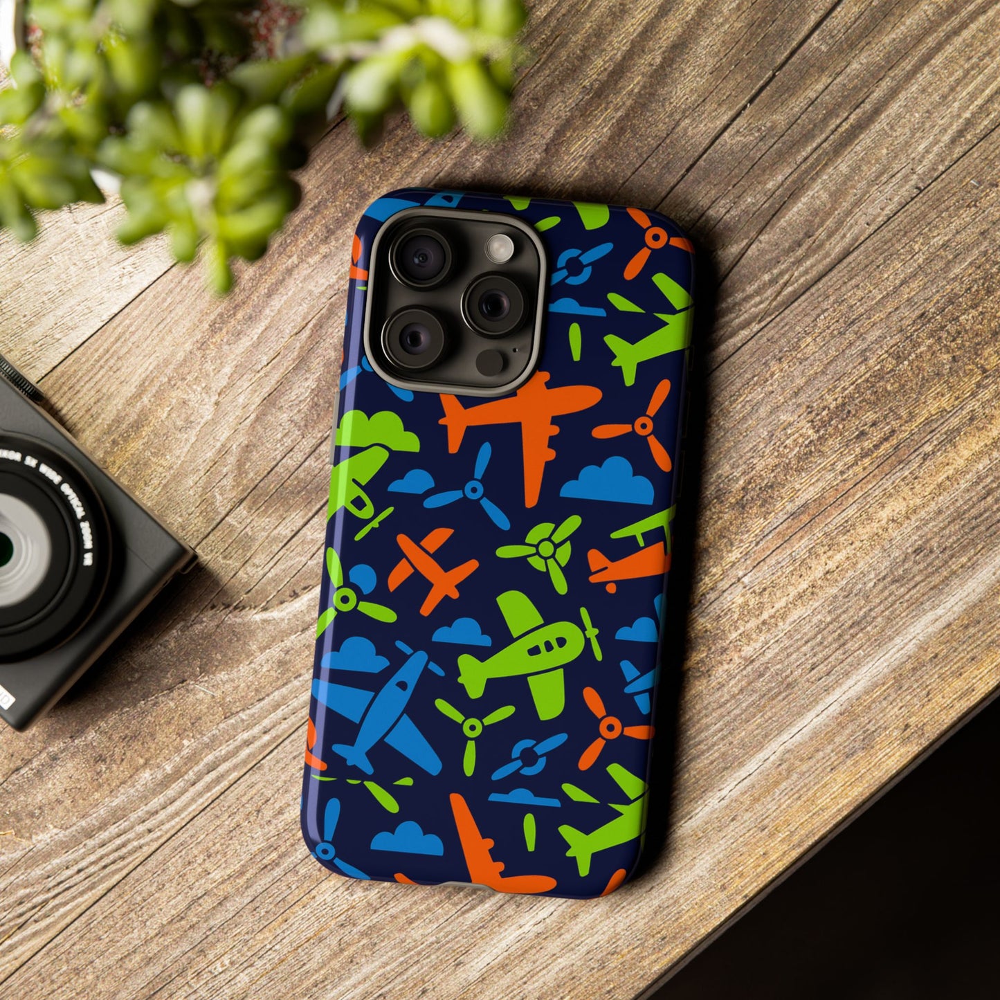vibrant airplane pattern protective phone case for colourful accessory durable design compatible with iphone 13, 14, 15 & 16 – all models including pro, pro max & plus