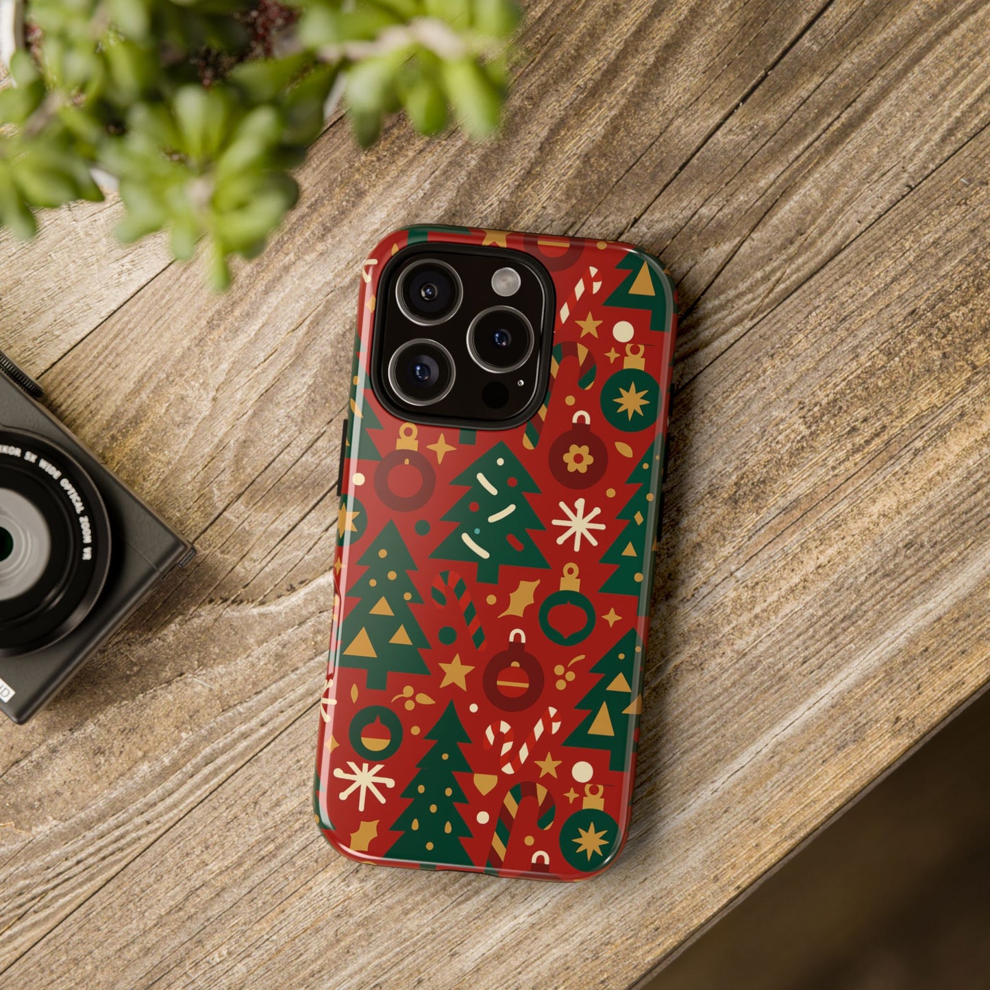 festive red christmas phone case with 3d wrap design – vibrant protection for iphone 13, 14, 15 & 16 – all models including pro, pro max & plus