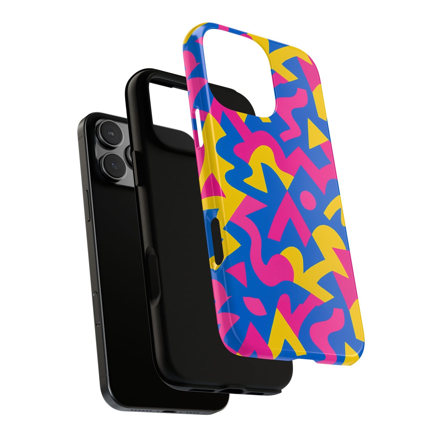vibrant y2k geometric protective phone case with 3d wrap design for unique style compatible with iphone 13, 14, 15 & 16 – all models including pro, pro max & plus
