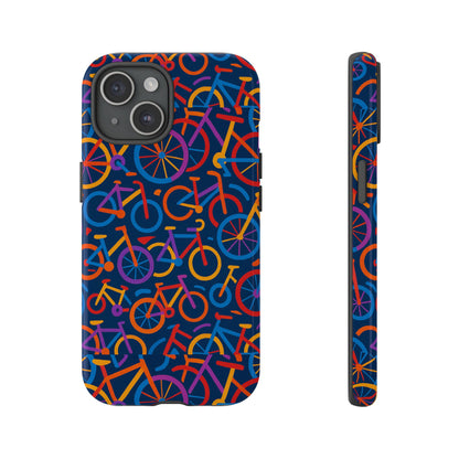 Multicolour 3D Bicycle Pattern Protective Phone Case Stylish Design for Creative Individuals Compatible with iPhone 13, 14, 15 & 16 – all models including Pro, Pro Max & Plus