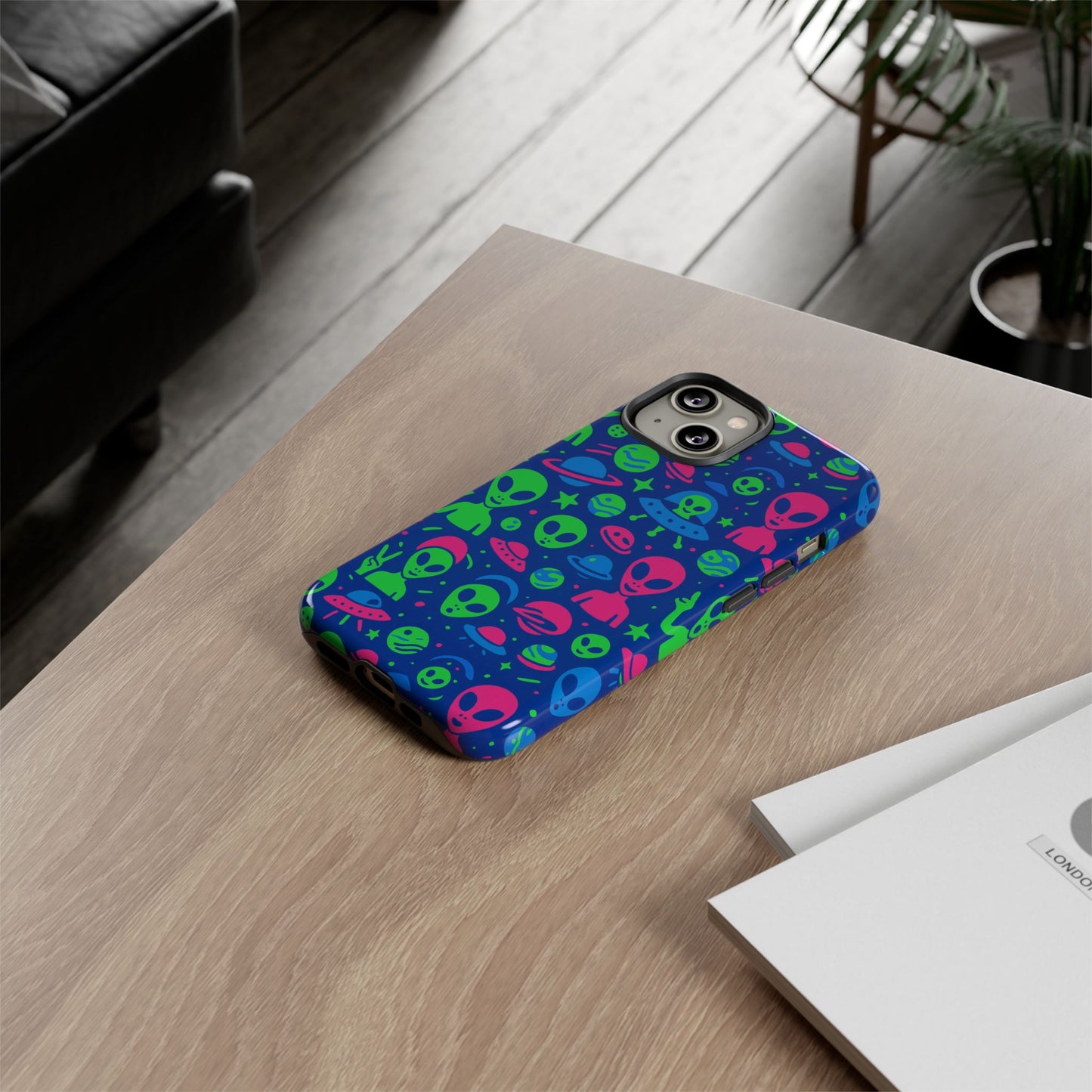 vibrant multicolour alien 3d wrap phone case in retro anime style for stylish protection compatible with iphone 13, 14, 15 & 16 – all models including pro, pro max & plus