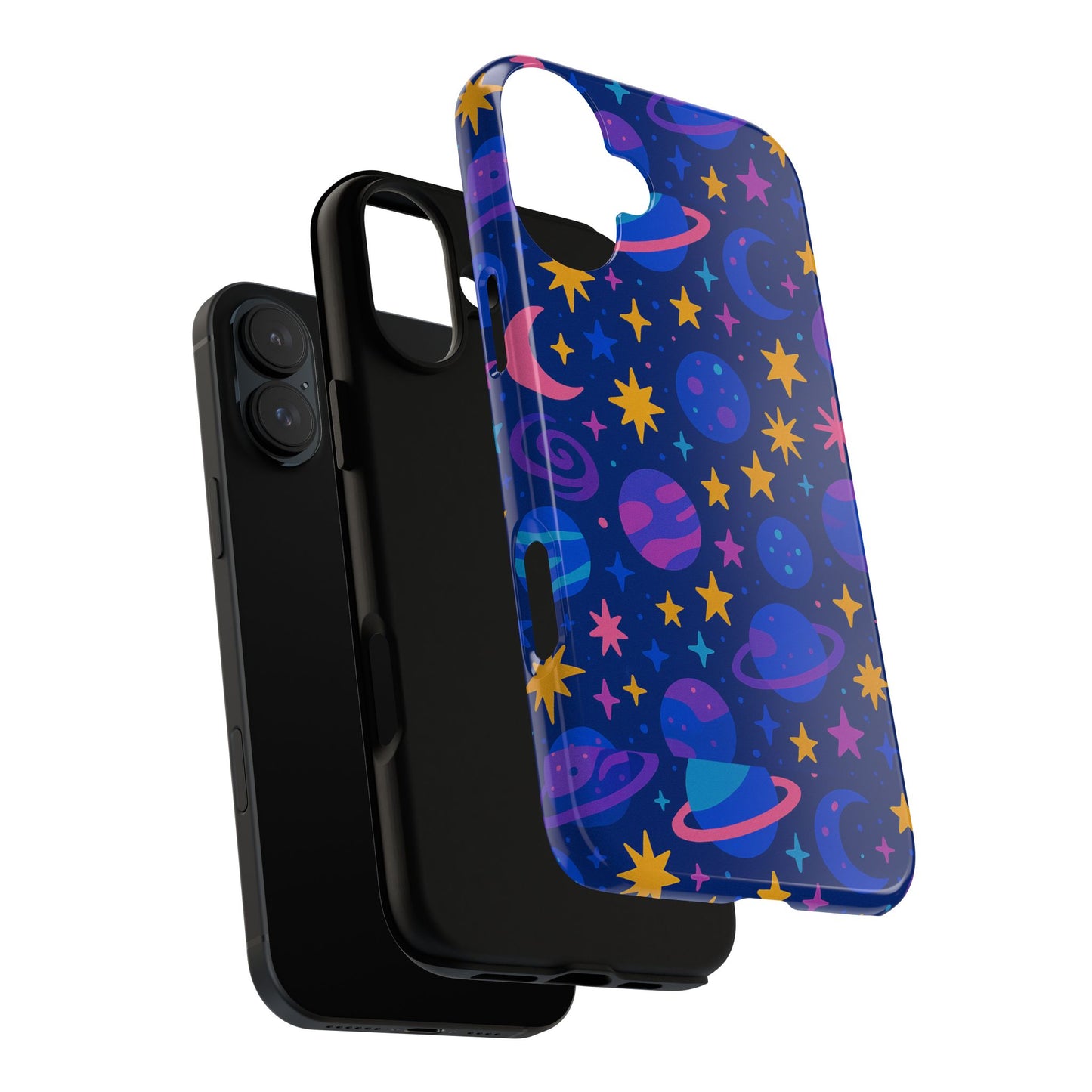 vibrant space theme protective phone case for unisex – colourful 3d design fashion accessory compatible with iphone 13, 14, 15 & 16 – all models including pro, pro max & plus