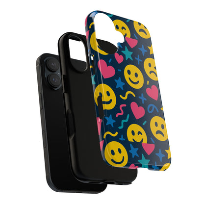 Vibrant Multicolour Emoji Phone Case with 3D Wrap Design for Playful Protection Compatible with iPhone 13, 14, 15 & 16 – all models including Pro, Pro Max & Plus