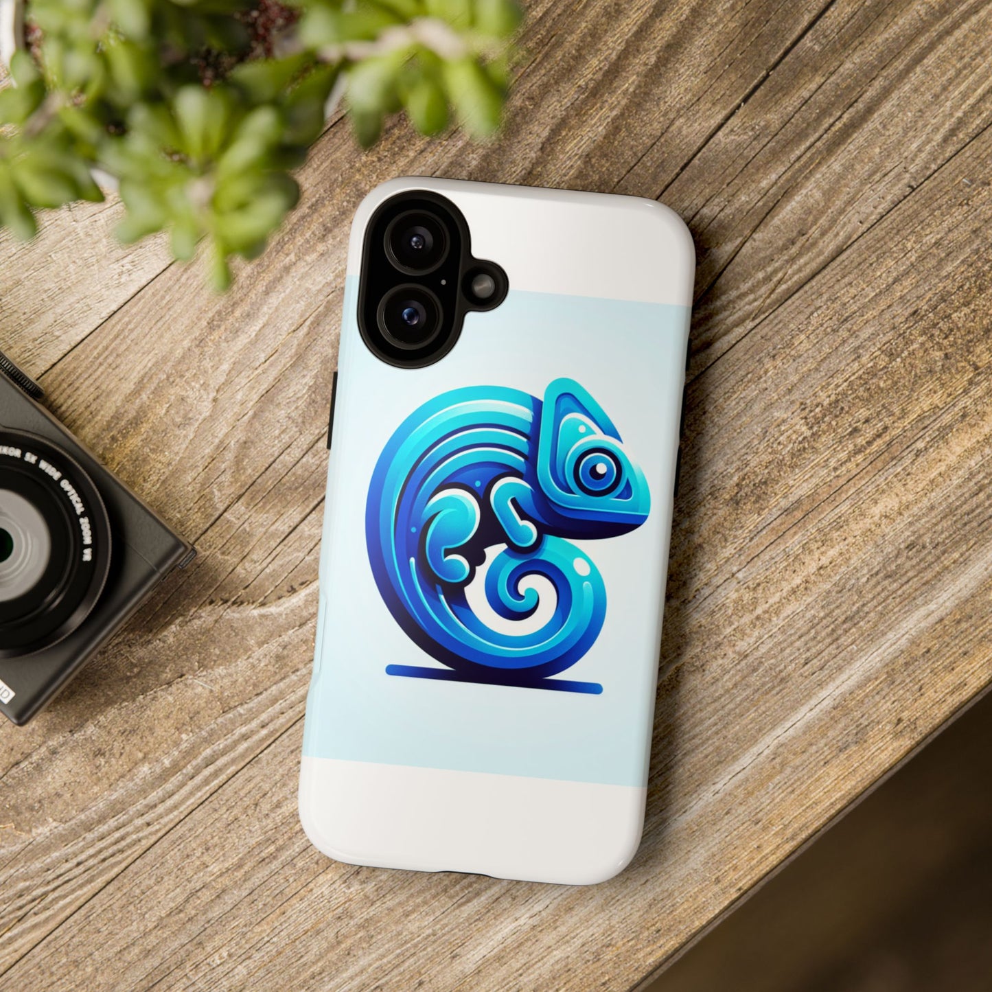 vibrant 3d chameleon phone case in blue retro design for stylish protection – compatible with iphone 13, 14, 15 & 16 – all models including pro, pro max & plus