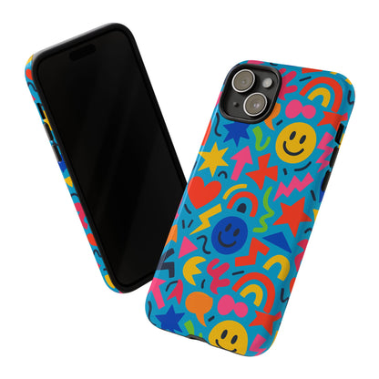 Multicolour 3D Wrap Protective Phone Case for Kids and Teens with Fun Geometric Design – Stylish Protection Compatible with iPhone 13, 14, 15 & 16 – all models including Pro, Pro Max & Plus