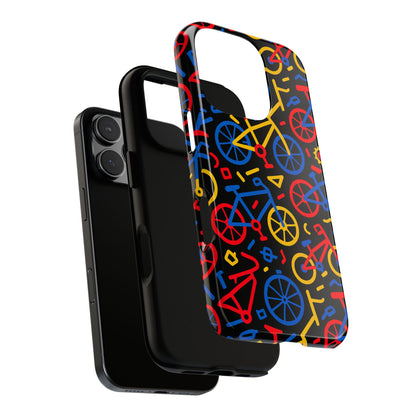 Multicolour 3D Bicycle Phone Case with Retro Design for Stylish Protection Compatible with iPhone 13, 14, 15 & 16 – all models including Pro, Pro Max & Plus