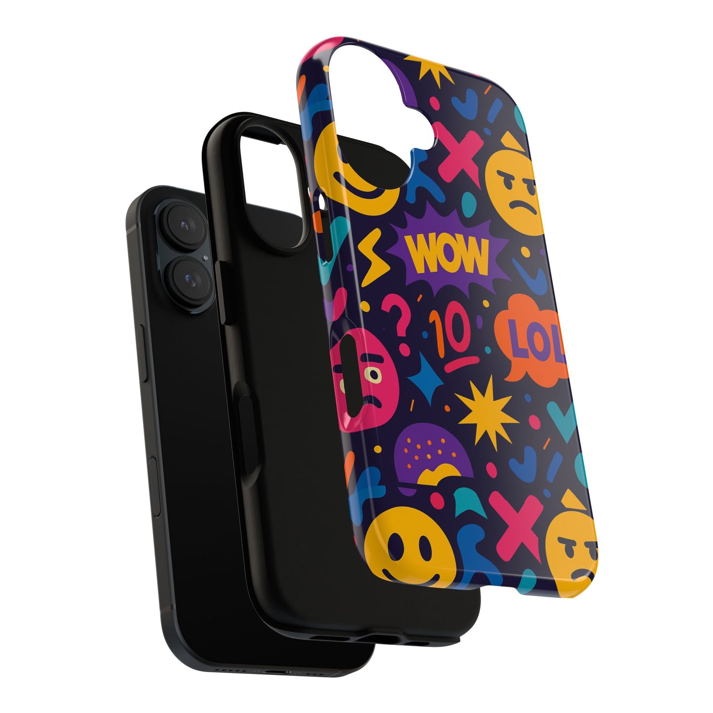 vibrant 3d emoji phone case with fun multicolour design for stylish protection compatible with iphone 13, 14, 15 & 16 – all models including pro, pro max & plus