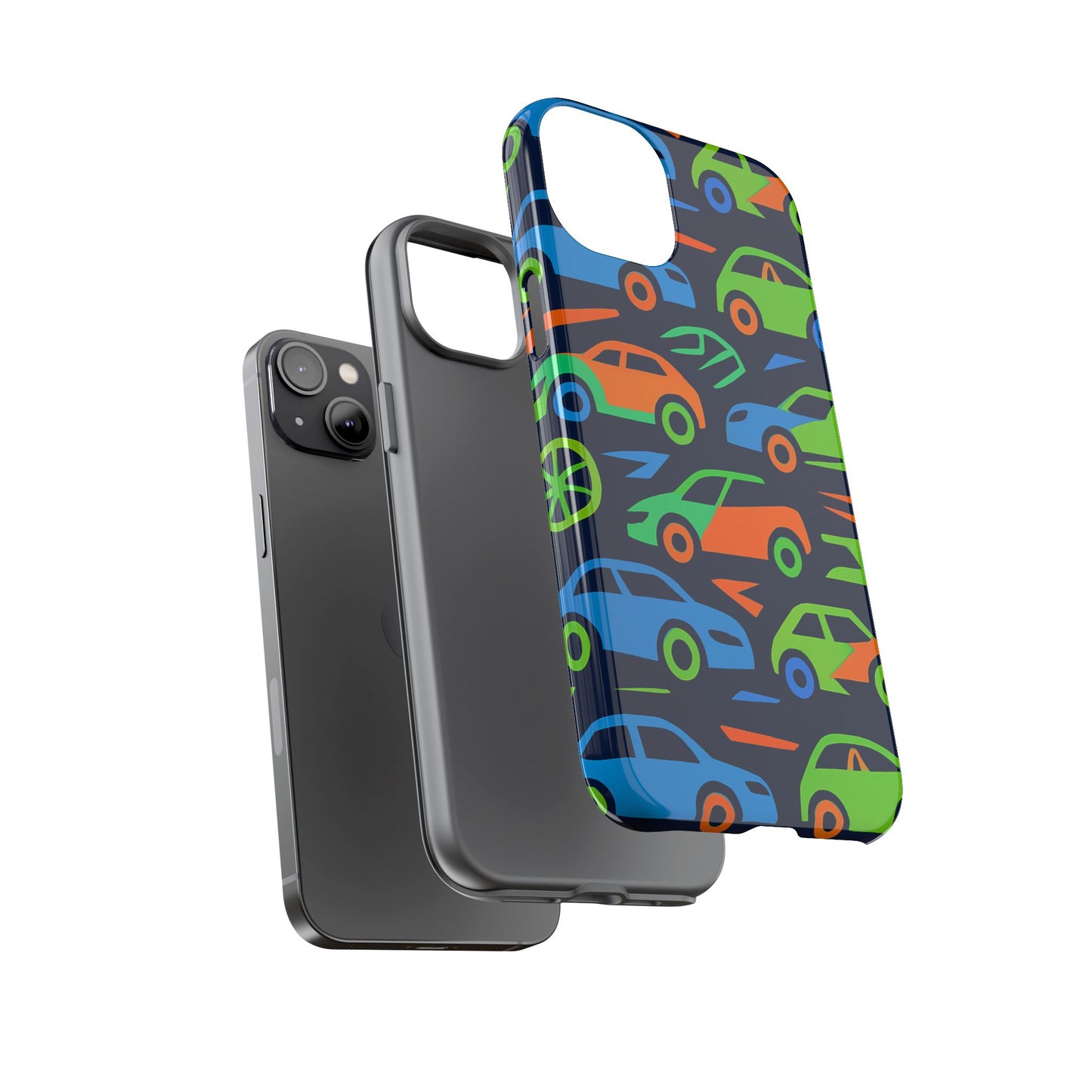 vibrant 3d car pattern protective phone case for expressive individuals stylish accessory compatible with iphone 13, 14, 15 & 16 – all models including pro, pro max & plus