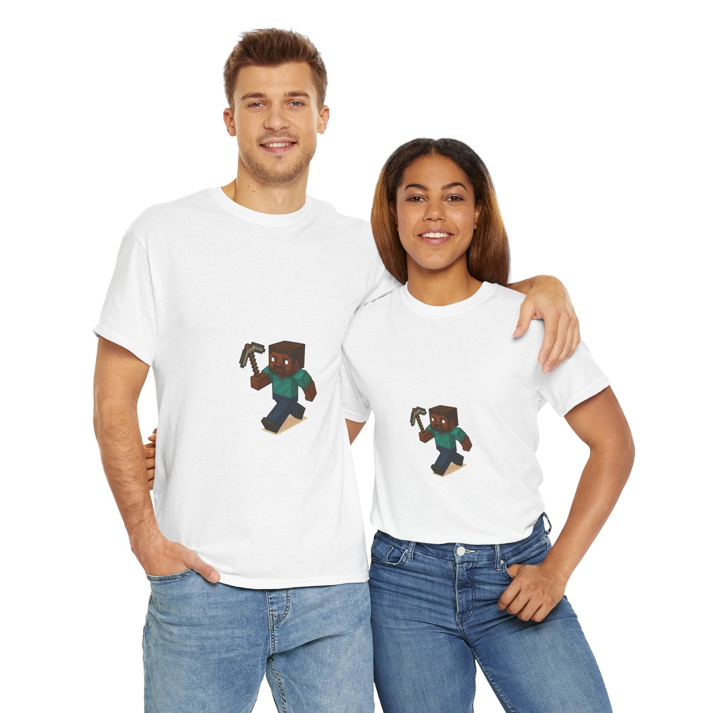unisex heavy cotton tee - retro gamer shirt with pixelated character for gaming enthusiasts and casual wear