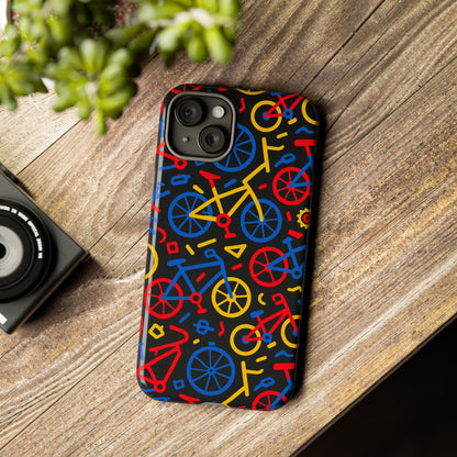 Multicolour 3D Bicycle Phone Case with Retro Design for Stylish Protection Compatible with iPhone 13, 14, 15 & 16 – all models including Pro, Pro Max & Plus