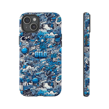 Blue Pattern Image 5 Phone Case for Smartphones Retro Anime Comic Style Shock Absorption Durable TPU Protective Cover