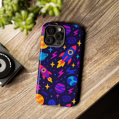 Vibrant 3D Wrap Protective Phone Case with Playful Space Theme for Stylish Self-Expression Compatible with iPhone 13, 14, 15 & 16 – all models including Pro, Pro Max & Plus