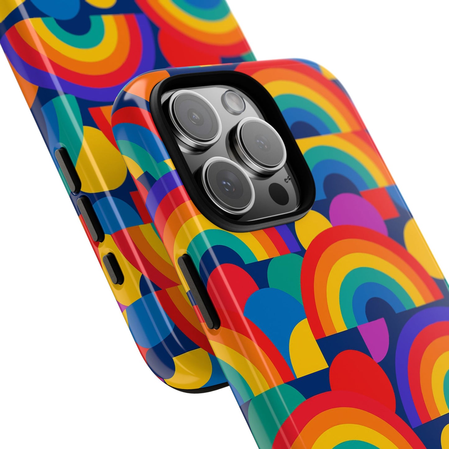 multicolour rainbow design protective phone case – stylish 3d wrap finish for unique expression – compatible with iphone 13, 14, 15 & 16 – all models including pro, pro max & plus