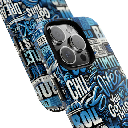 Vibrant Protective Phone Case with Playful Typography Design in Blue – Stylish Self-Expression Accessory Compatible with iPhone 13, 14, 15 & 16 – all models including Pro, Pro Max & Plus