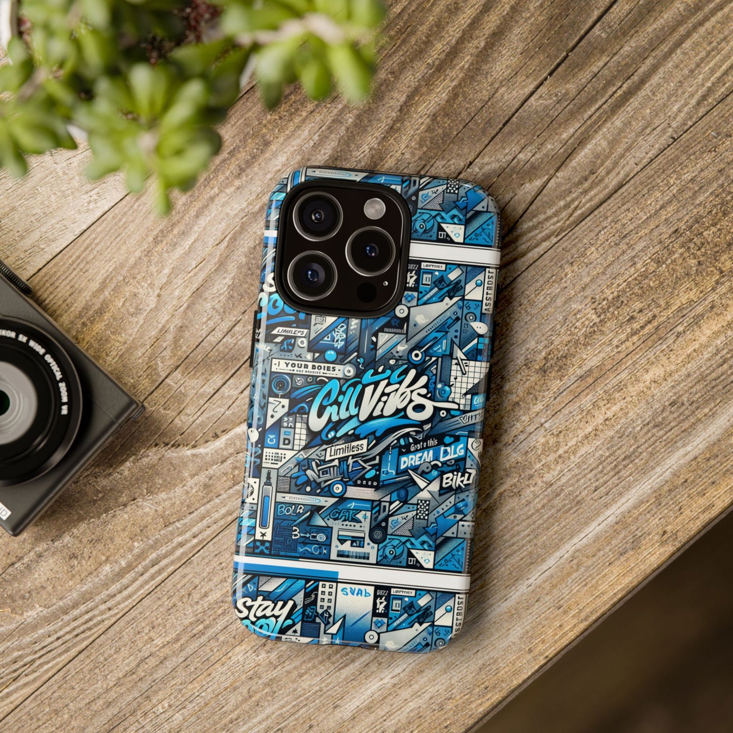 vibrant 3d wrap protective phone case in retro blue aesthetic for stylish protection compatible with iphone 13, 14, 15 & 16 – all models including pro, pro max & plus