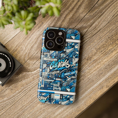 Vibrant 3D Wrap Protective Phone Case in Retro Blue Aesthetic for Stylish Protection Compatible with iPhone 13, 14, 15 & 16 – All Models Including Pro, Pro Max & Plus