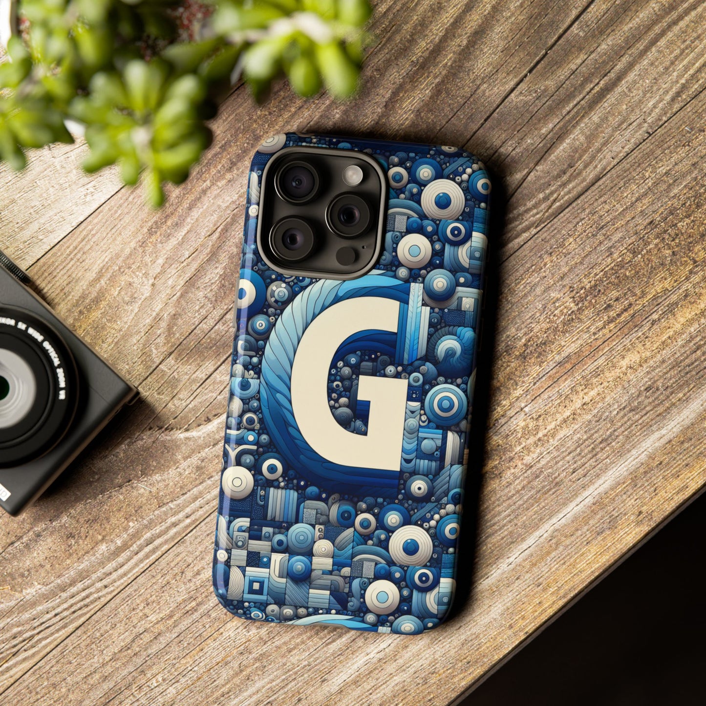 blue alphabet g phone case for iphone and android shockproof protective cover with 3d wrap design and uv protection