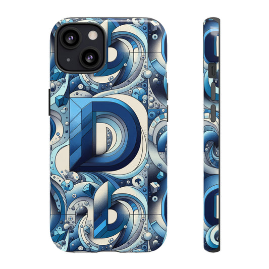 Blue Alphabet D Phone Case with 3D Wrap and Shock Absorption for Kids and Teens Durable TPU Cover with Vivid Print and UV Protection