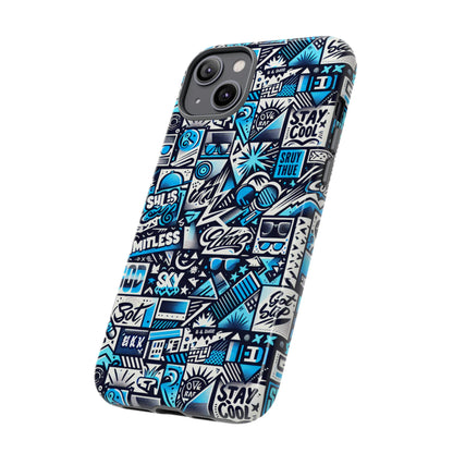 Vibrant 3D Wrap Stylish Protective Phone Case in Playful Blue and Black Design for Trendsetters Compatible with iPhone 13, 14, 15 & 16 – all models including Pro, Pro Max & Plus