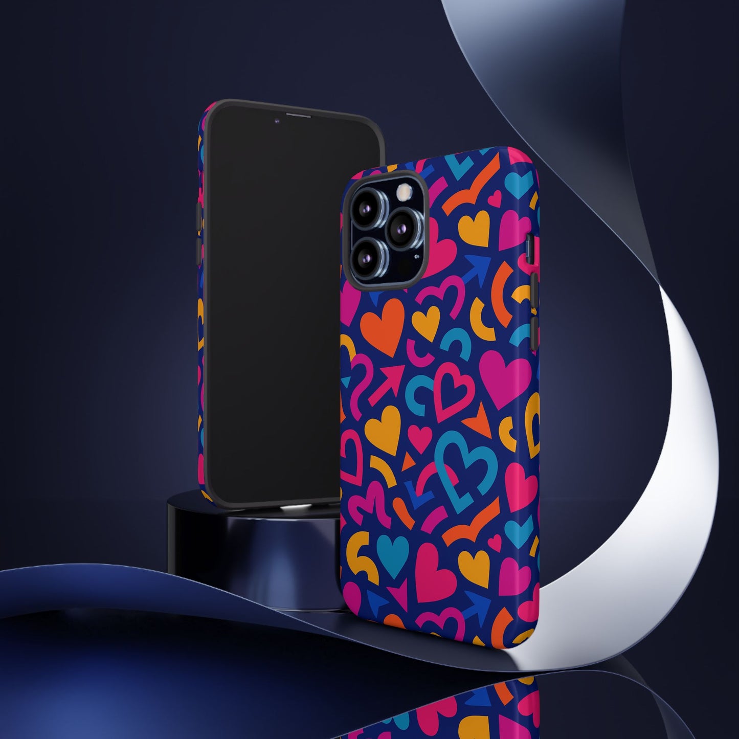 vibrant multicolour heart pattern protective phone case with 3d wrap design for stylish smartphone accessories compatible with iphone 13, 14, 15 & 16 – all models including pro, pro max & plus