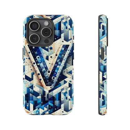 Blue Alphabet V Phone Case for Samsung and iPhone Shockproof Protective Cover with 3D Wrap Design and UV Resistance