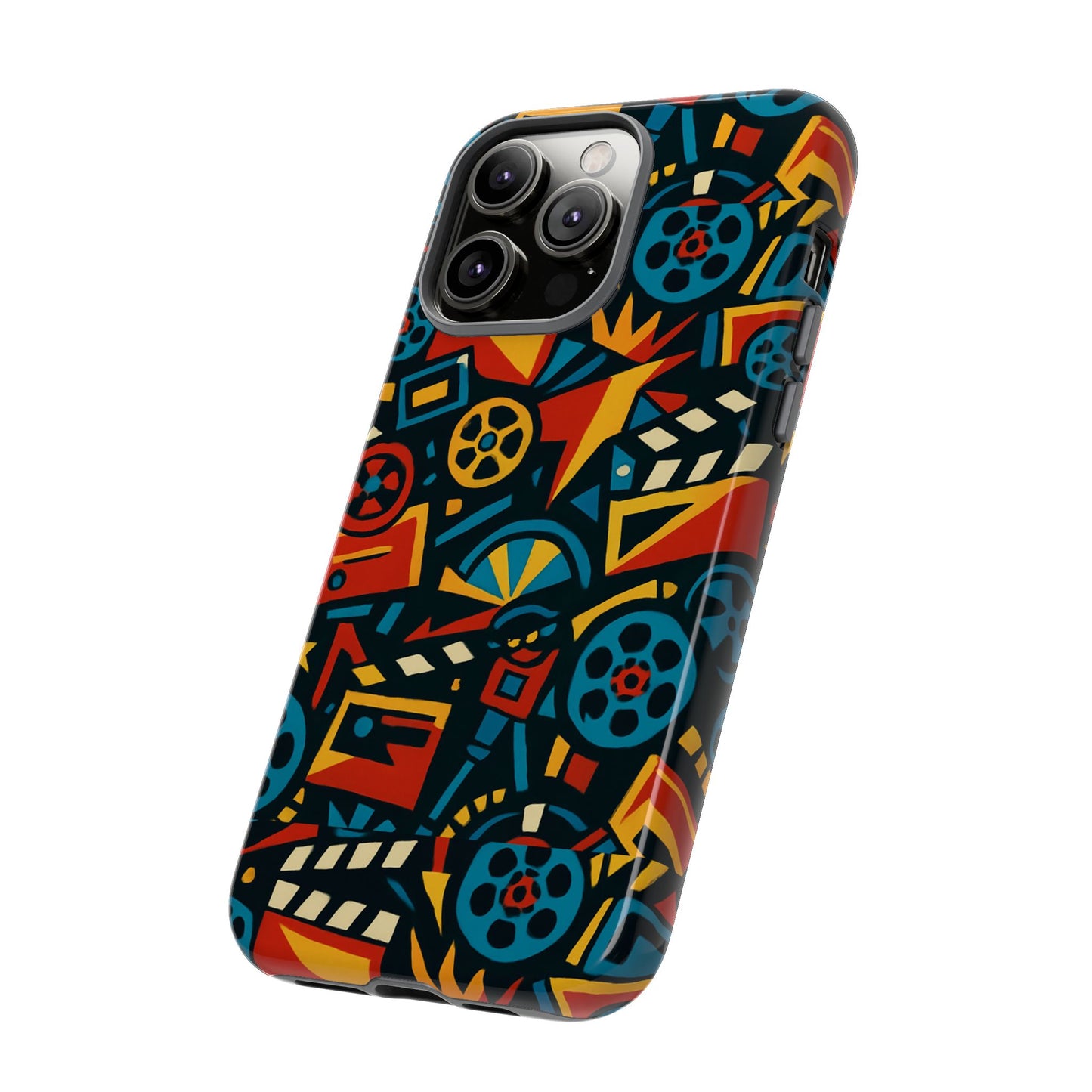 vibrant retro movie-inspired protective phone case with 3d design for stylish protection compatible with iphone 13, 14, 15 & 16 – all models including pro, pro max & plus