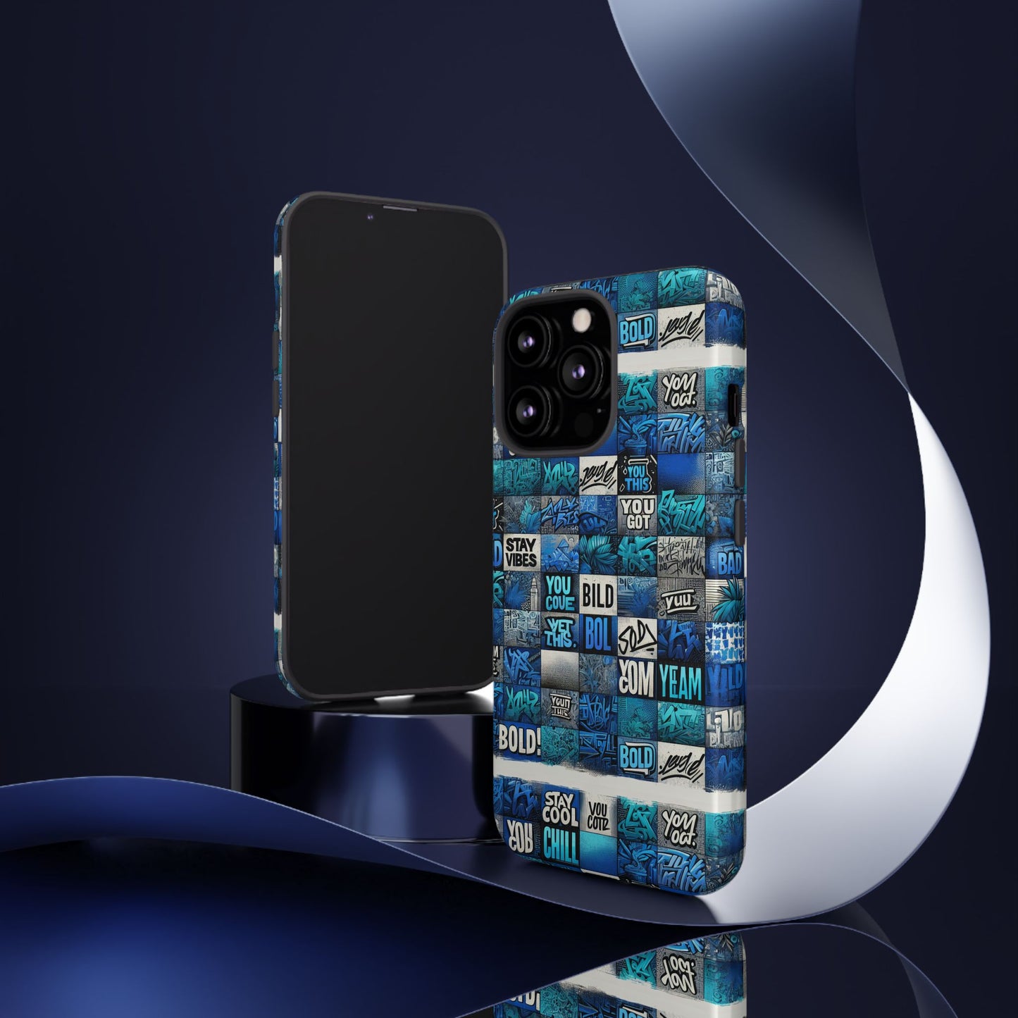 vibrant 3d graphic protective phone case with blue design – playful accessory for stylish protection compatible with iphone 13, 14, 15 & 16 – all models including pro, pro max & plus