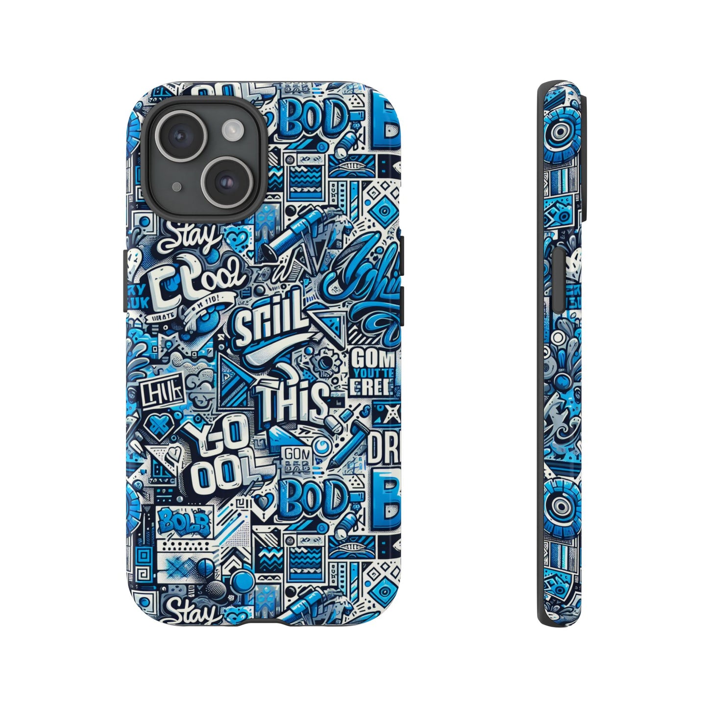 3d wrap protective phone case in vibrant blue retro design for unique style and playful expression compatible with iphone 13, 14, 15 & 16 – all models including pro, pro max & plus