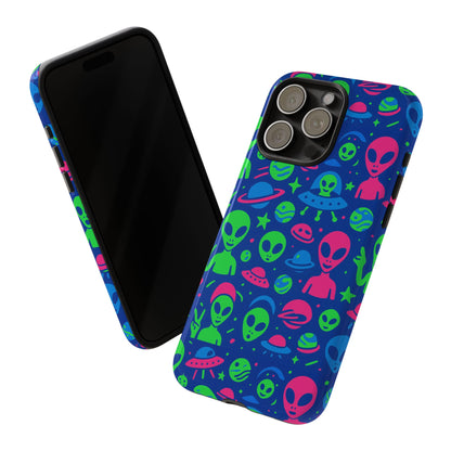 Vibrant Multicolour Alien 3D Wrap Phone Case in Retro Anime Style for Stylish Protection Compatible with iPhone 13, 14, 15 & 16 – all models including Pro, Pro Max & Plus