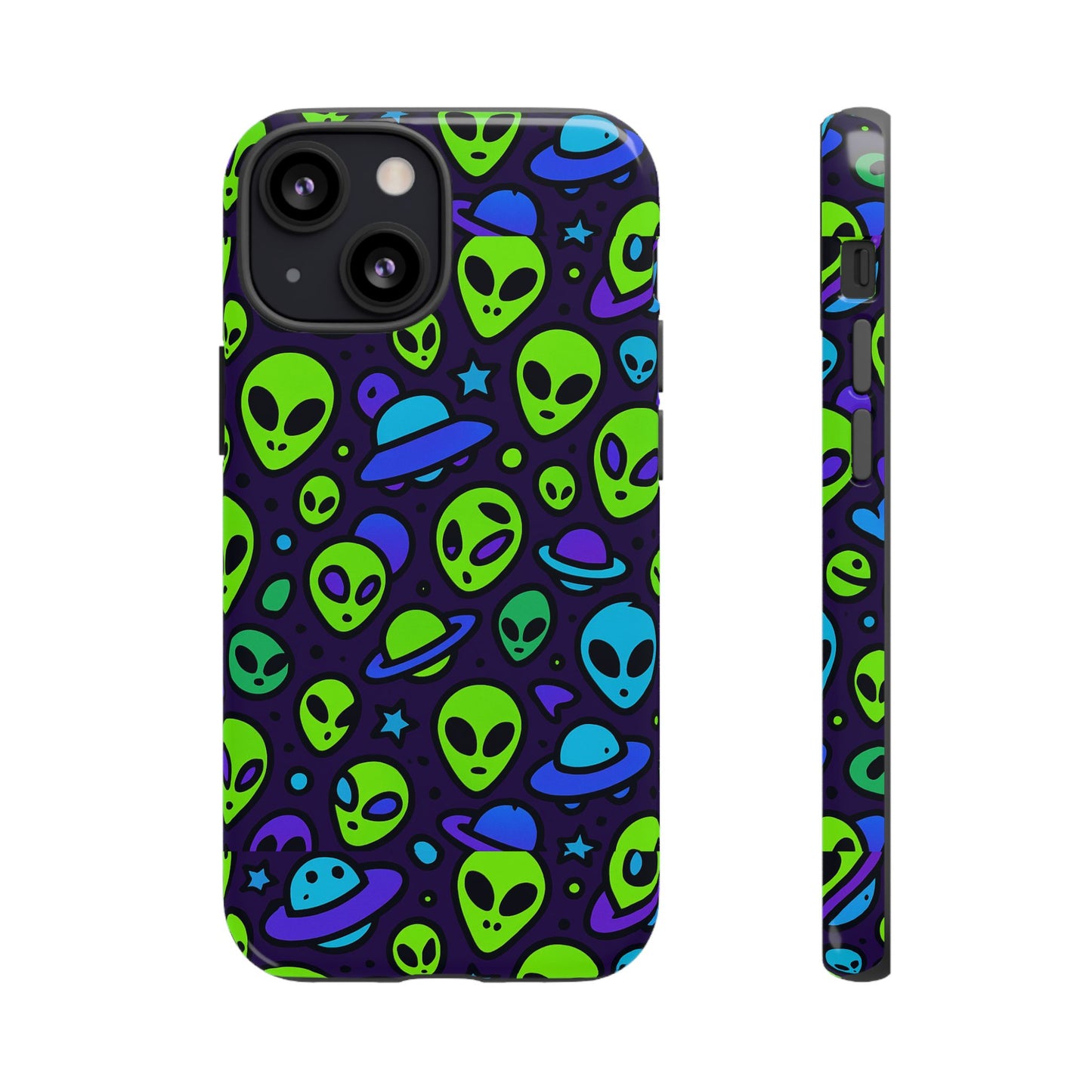 vibrant alien 3d wrap protective phone case in multicolour design for fun smartphone accessories compatible with iphone 13, 14, 15 & 16 – all models including pro, pro max & plus