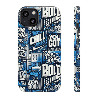 Vibrant 3D Typography Phone Case in Blue – Stylish Protection for Trendy Individuals – Compatible with iPhone 13, 14, 15 & 16 – all models including Pro, Pro Max & Plus
