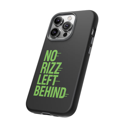 Tough Phone Case - No Rizz Left Behind, Durable Protection, Shock Absorbent, Stylish Design, Perfect Gift for Adults, Supports Wireless Charging, UV Protected, Lightweight Accessory