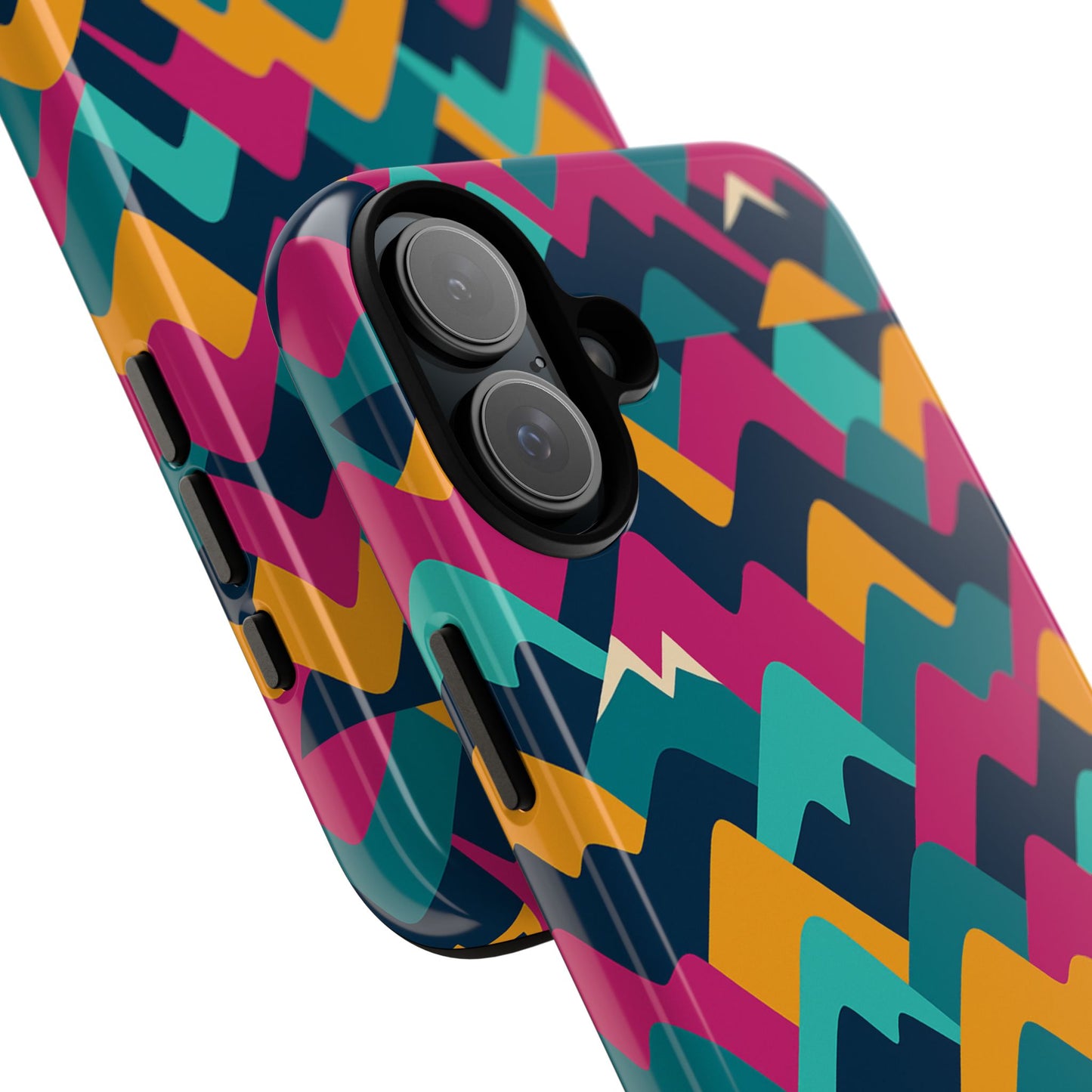 vibrant 3d geometric protective phone case for unisex, stylish smartphone accessory with playful design, compatible with iphone 13, 14, 15 & 16 – all models including pro, pro max & plus