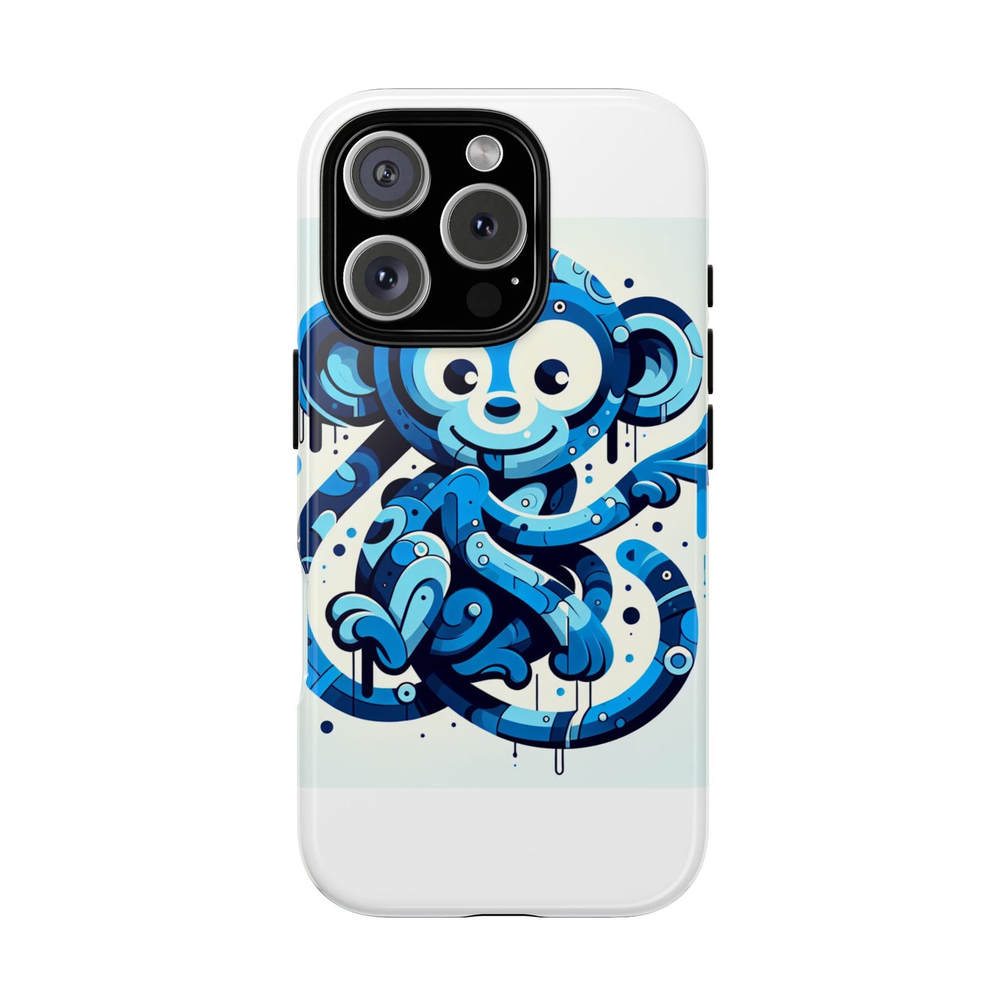 protective 3d wrap phone case with playful monkey design in blue – stylish protection for men and women compatible with iphone 13, 14, 15 & 16 – all models including pro, pro max & plus