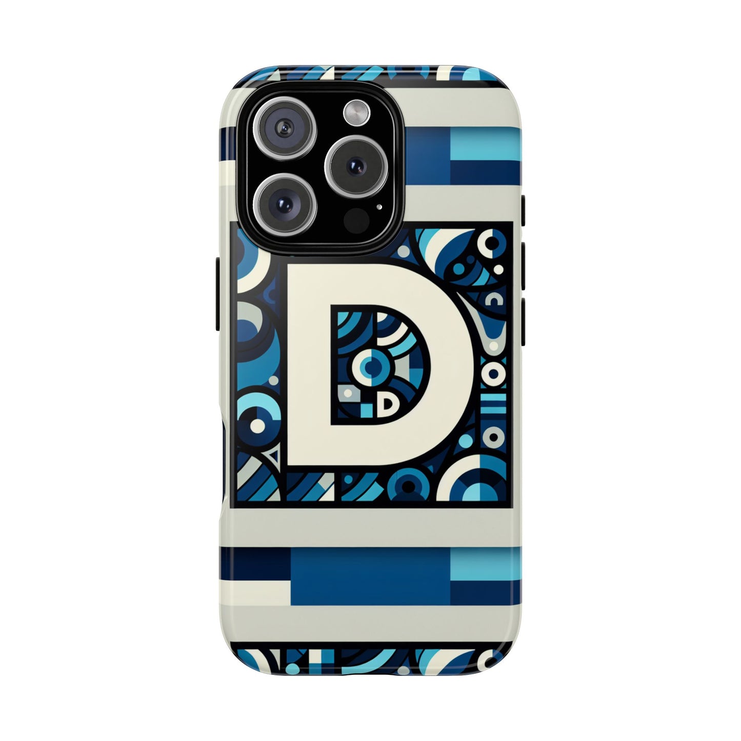 blue alphabet letter d phone case with 3d wrap and shock protection for kids and teens