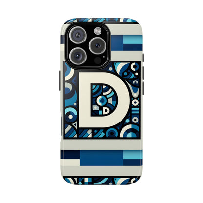 Blue Alphabet Letter D Phone Case with 3D Wrap and Shock Protection for Kids and Teens