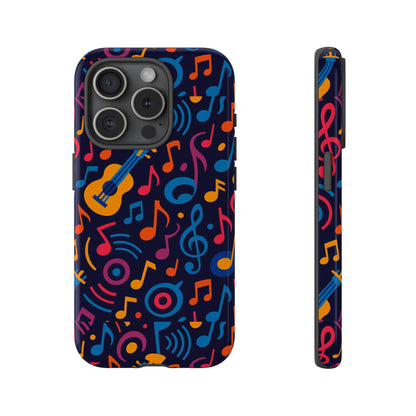 Vibrant 3D Music Design Protective Phone Case for Music Lovers Stylish Accessory Compatible with iPhone 13, 14, 15 & 16 – all models including Pro, Pro Max & Plus