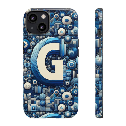 Blue Alphabet G Phone Case for iPhone and Android Shockproof Protective Cover with 3D Wrap Design and UV Protection