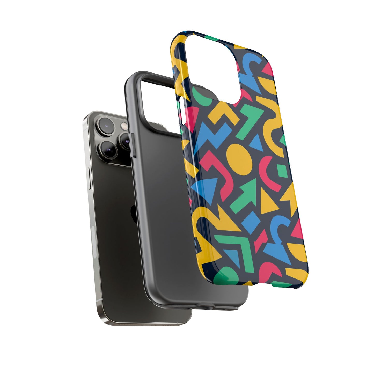 vibrant 3d geometric print phone case for men and women – stylish protection with multicolour design, compatible with iphone 13, 14, 15 & 16 – all models including pro, pro max & plus
