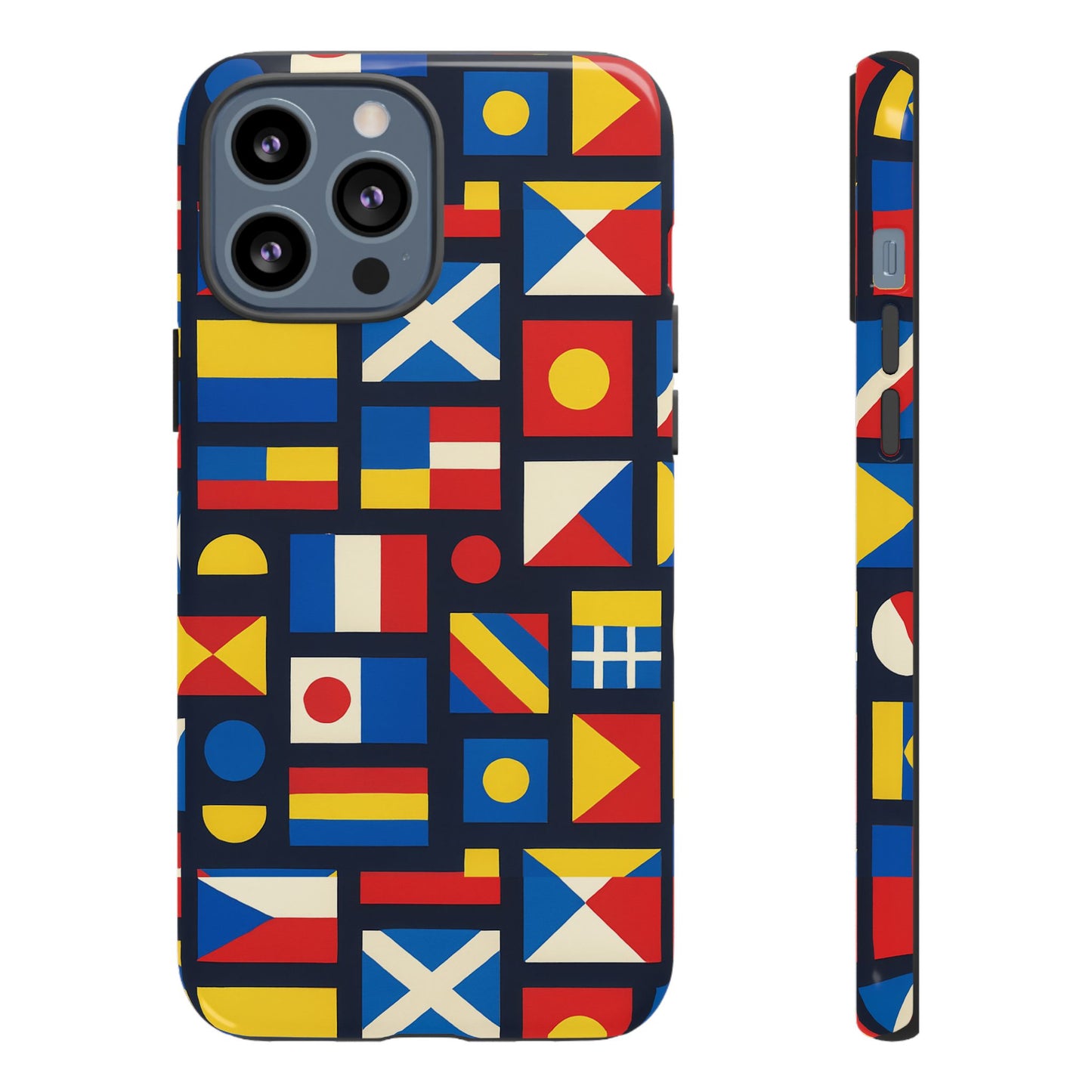 multicolour geometric protective phone case for smartphones, stylish protection and unique design, compatible with iphone 13, 14, 15 & 16 – all models including pro, pro max & plus