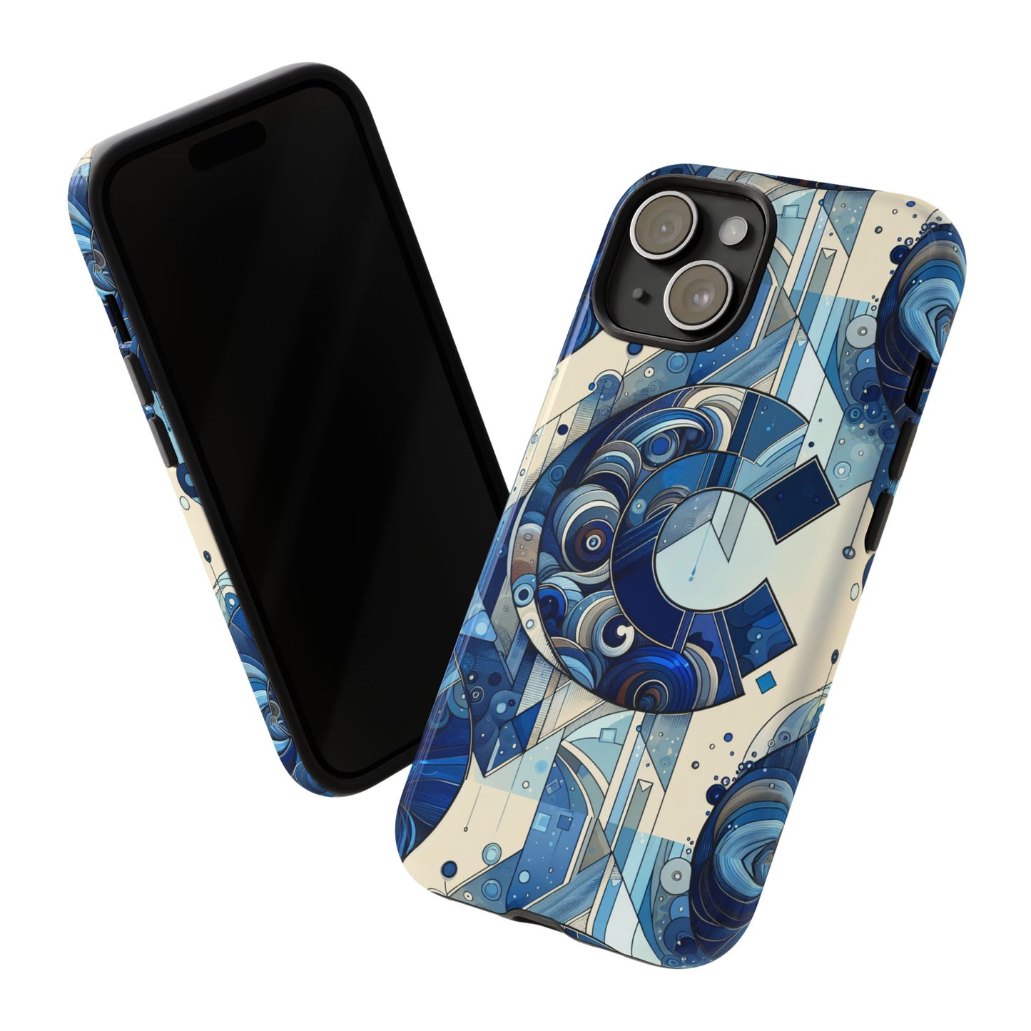 blue alphabet c phone case for smartphone protection with 3d wrap design, shock absorption, uv protection, durable silicone material, suitable for tech enthusiasts and individuality seekers