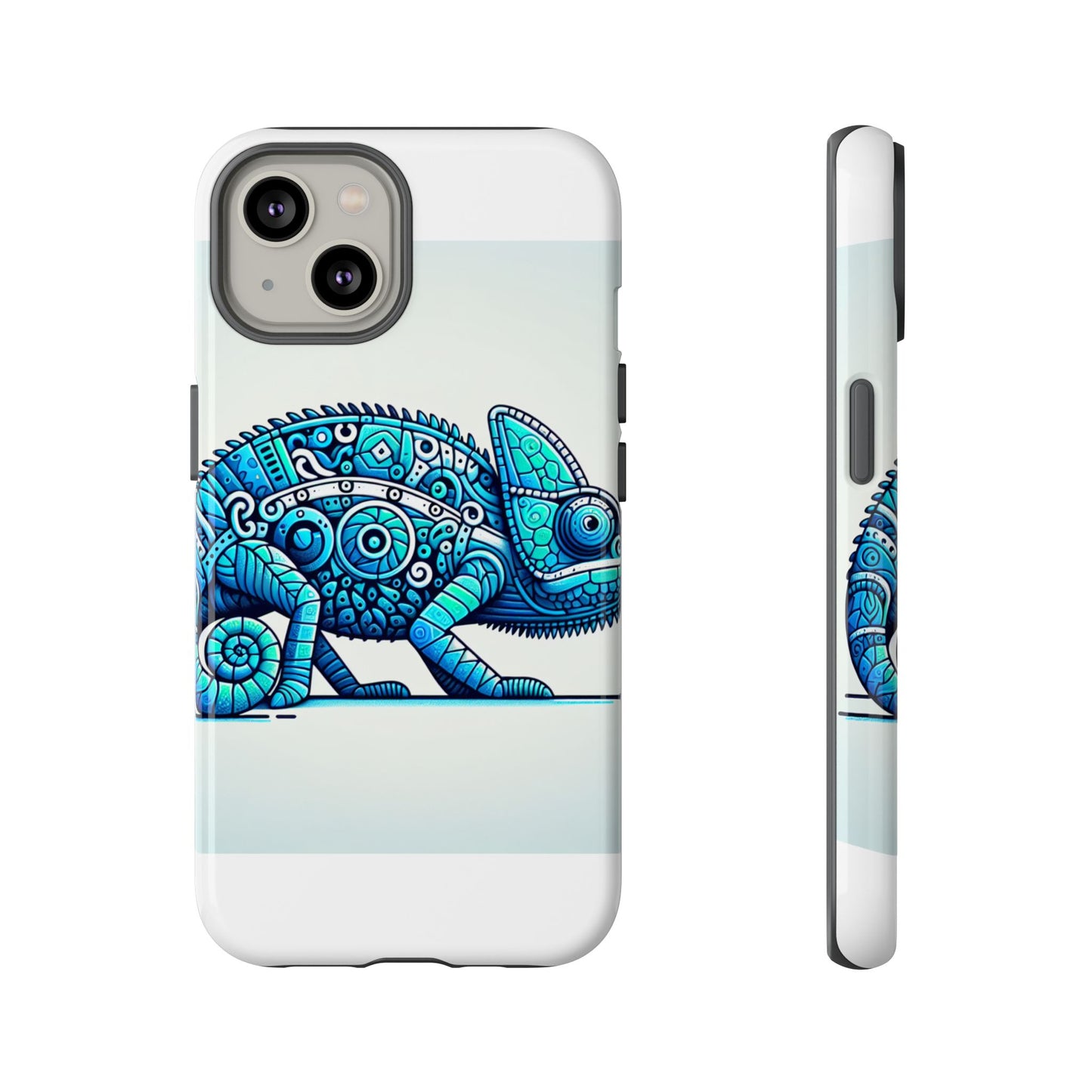 vibrant 3d chameleon print glossy phone case for eye-catching protection compatible with iphone 13, 14, 15 & 16 – all models including pro, pro max & plus