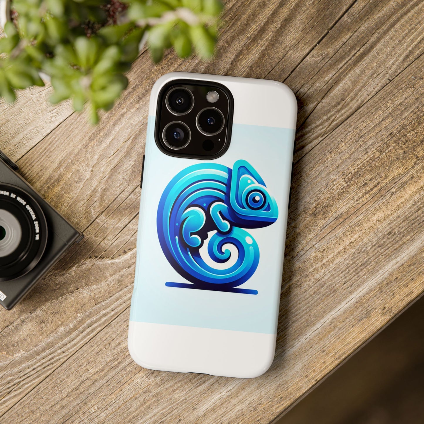 vibrant 3d chameleon phone case in blue retro design for stylish protection – compatible with iphone 13, 14, 15 & 16 – all models including pro, pro max & plus