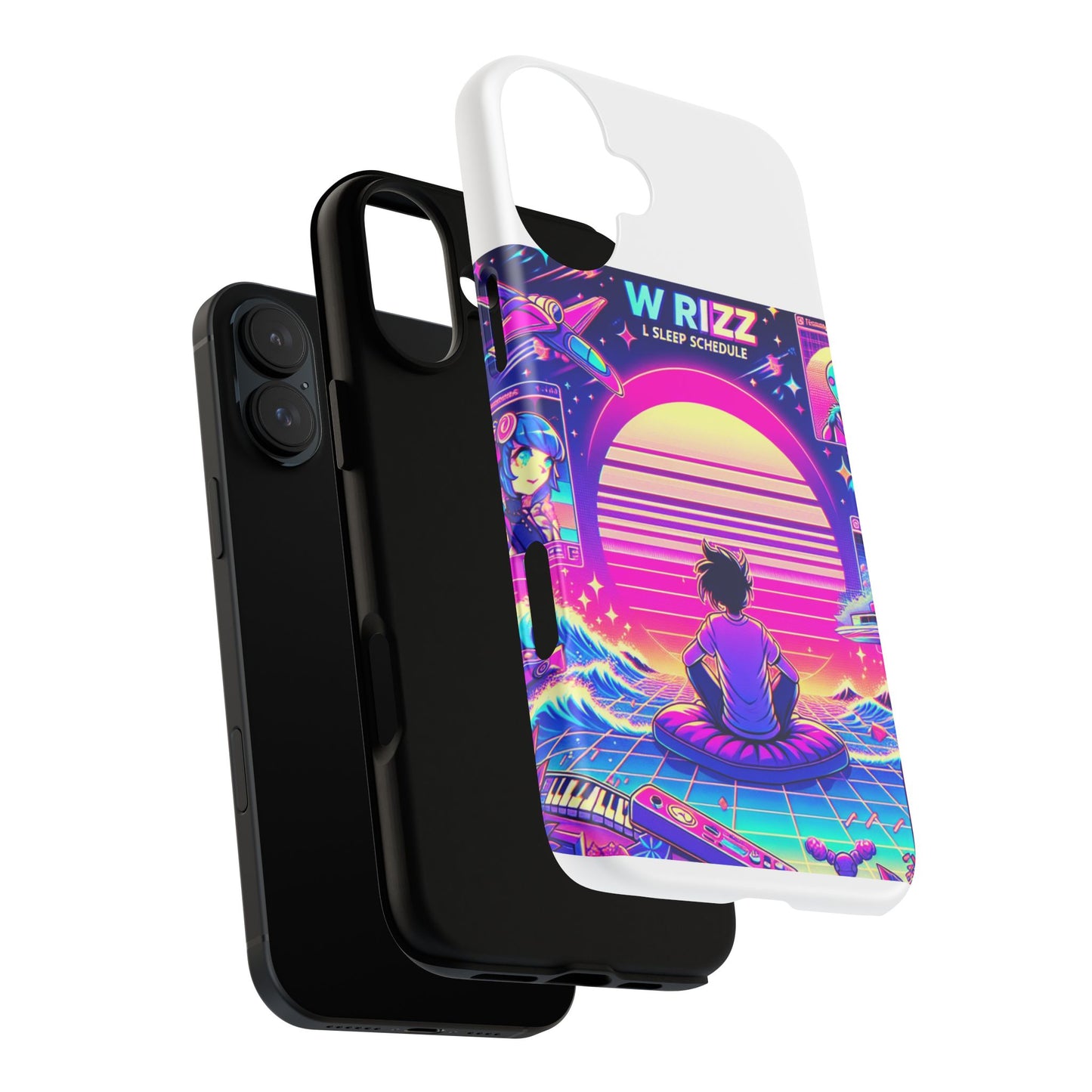 w rizz l sleep schedule protective phone case for anime lovers