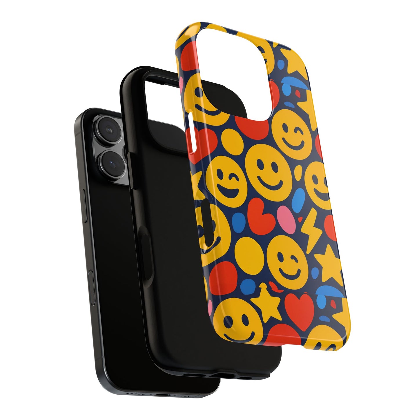 multicolour 3d emoji phone case for stylish protection – fun and playful design for kids and young adults compatible with iphone 13, 14, 15 & 16 – all models including pro, pro max & plus