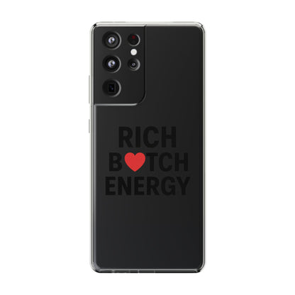 Rich Bitch Energy Clear Phone Case for Confident Individuals - Stylish Protection with Shock-Absorbing Materials and Scratch-Resistant Design for Everyday Use