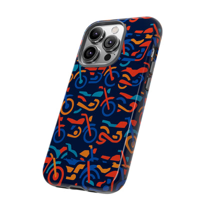 Vibrant 3D Multicolour Motorcycle Pattern Protective Phone Case for Creative Individuals – Stylish Protection Compatible with iPhone 13, 14, 15 & 16 – All Models Including Pro, Pro Max & Plus