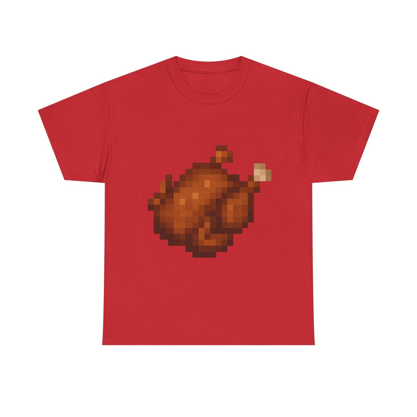 funny pixel turkey unisex heavy cotton tee for gamers - perfect thanksgiving shirt, casual wear, comfortable cotton tee, fun gamer apparel, holiday graphic tee