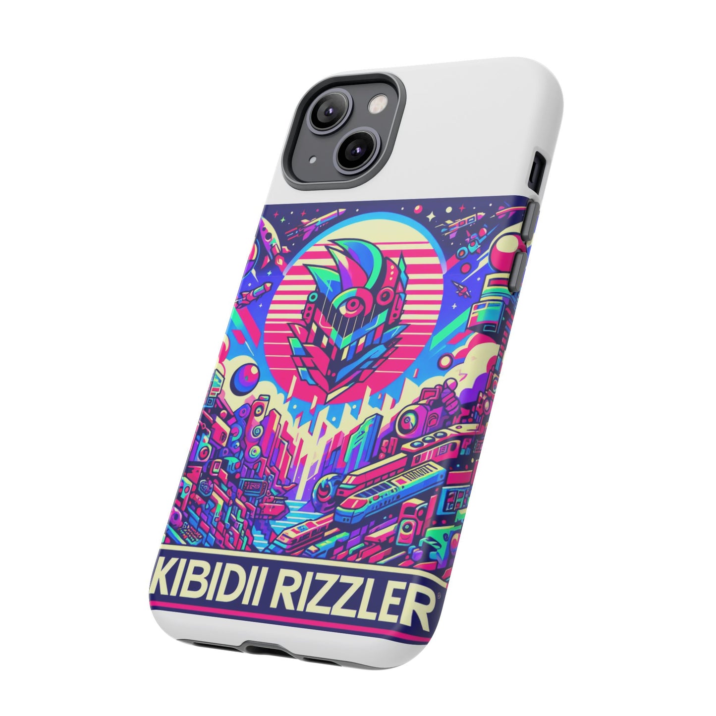skibidi rizzler protective phone case with 3d wrap design, shock absorbing tpu silicone, uv protected, ideal gift for anime and comic culture fans