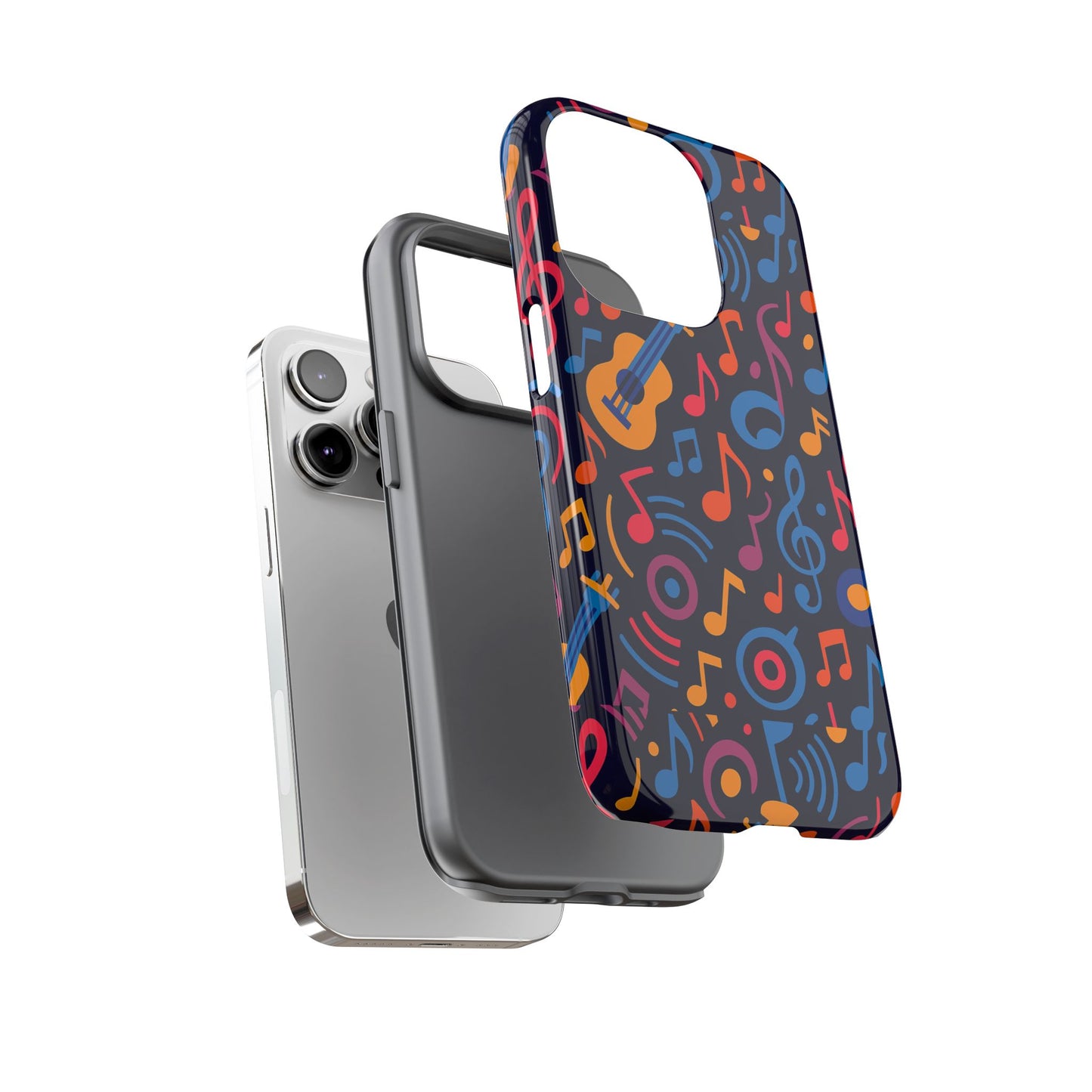 vibrant 3d music design protective phone case for music lovers stylish accessory compatible with iphone 13, 14, 15 & 16 – all models including pro, pro max & plus